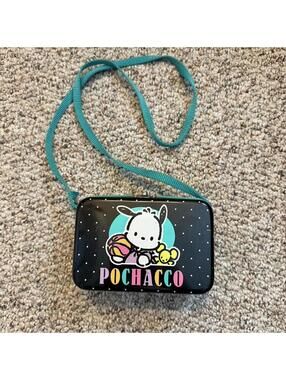 Sanrio Pochacco vintage tin purse/case with strap